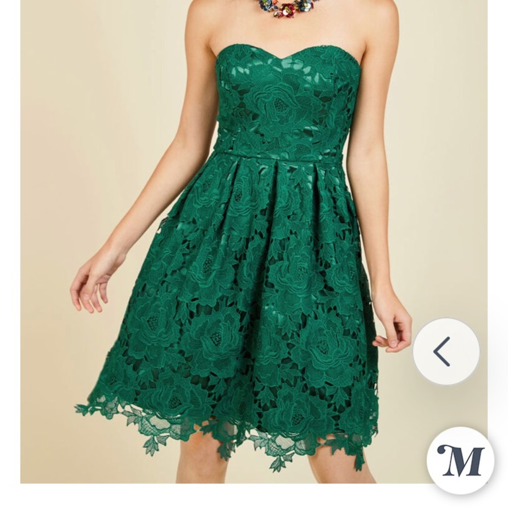Strapless Green Lace ModCloth Dress